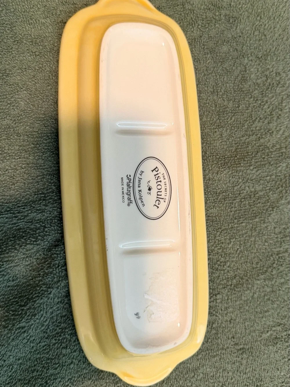 Painted Ceramic Divided Serving Tray in Yellow and Green Pistoulet/ Pfaltzgraff